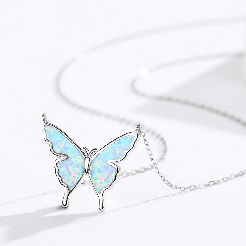 CUOKA MIRACLE Butterfly Necklace 925 Sterling Silver Dainty Opal Butterfly Pendant Jewelry Delicate Butterfly Necklace Birthday Christmas Gift for WomenWife Girlfriend Mom Teen - Image 4